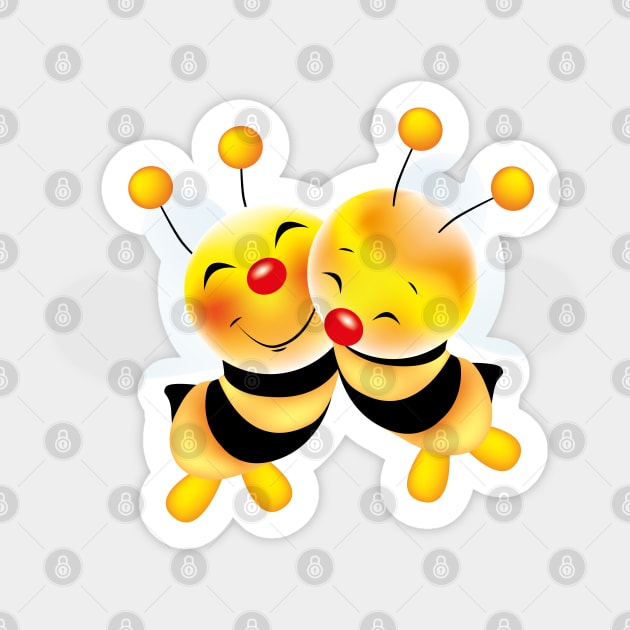 Cut-out of bees in love Sticker by schtroumpf2510